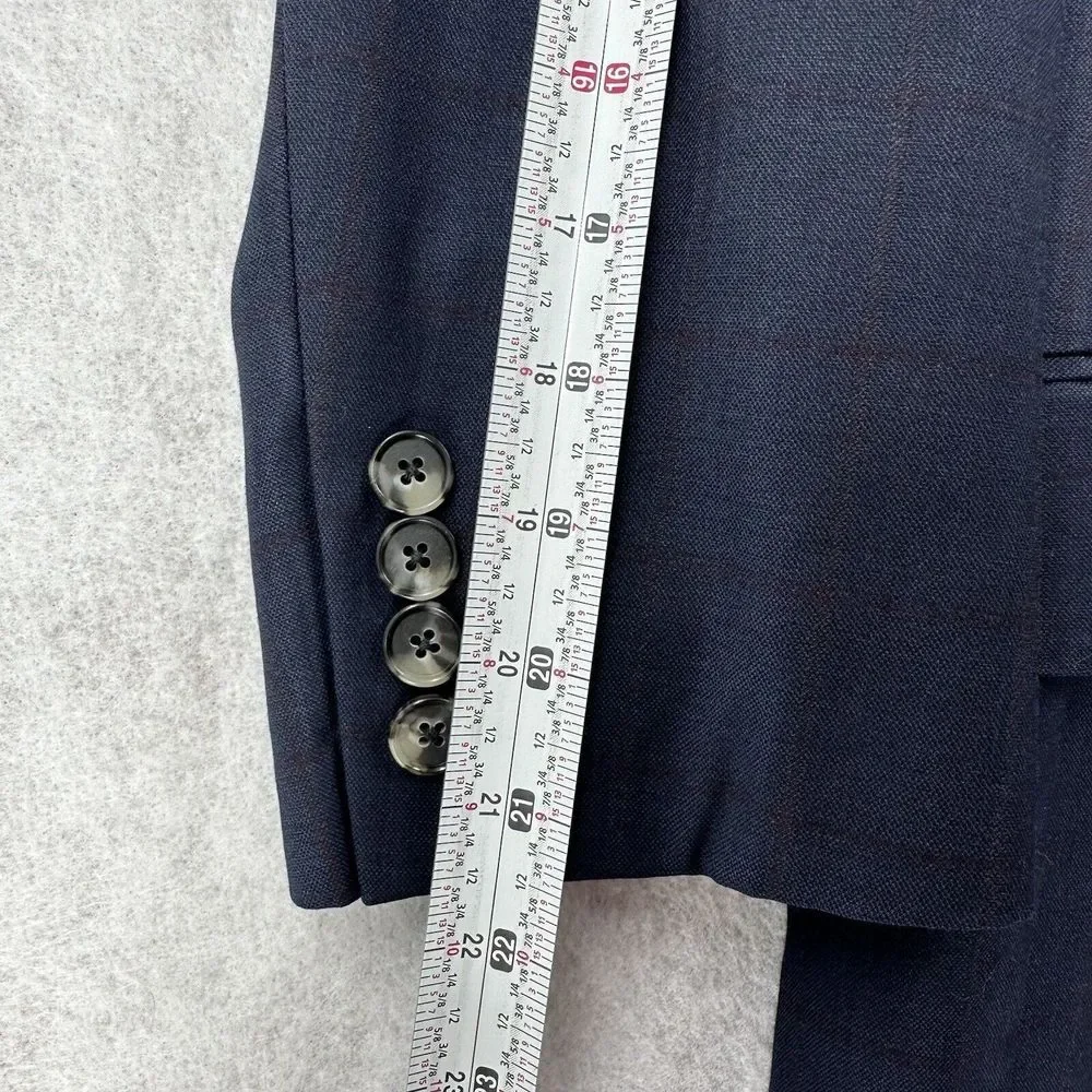Ermenegildo‎ Zegna Blazer Jacket 42S Windowpane Blue Sport Suit Coat 2-Button